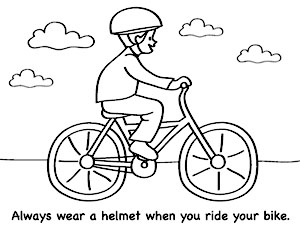 Coloring page about safety while biking